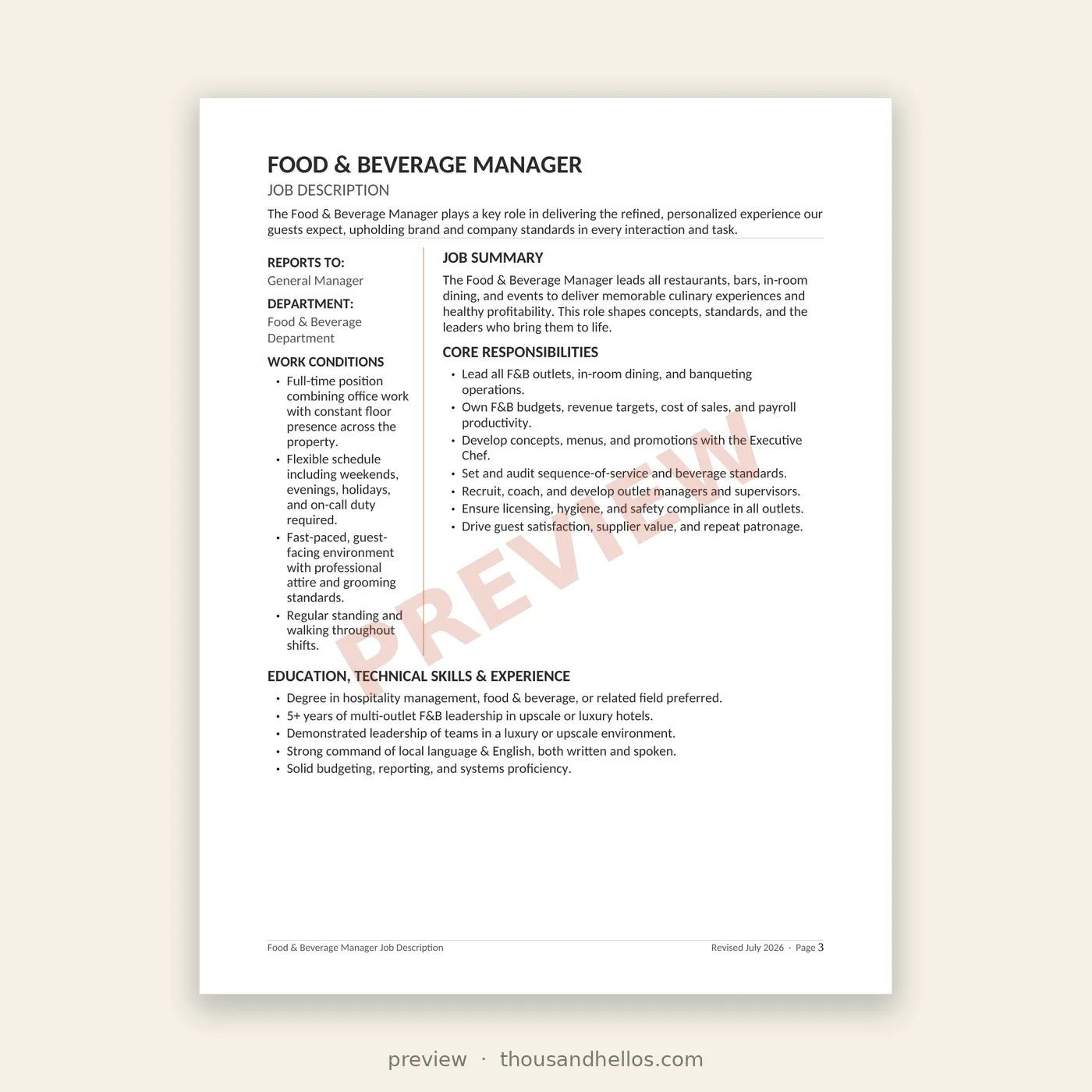 Hello Toolkit: Food & beverage job descriptions - Image 3
