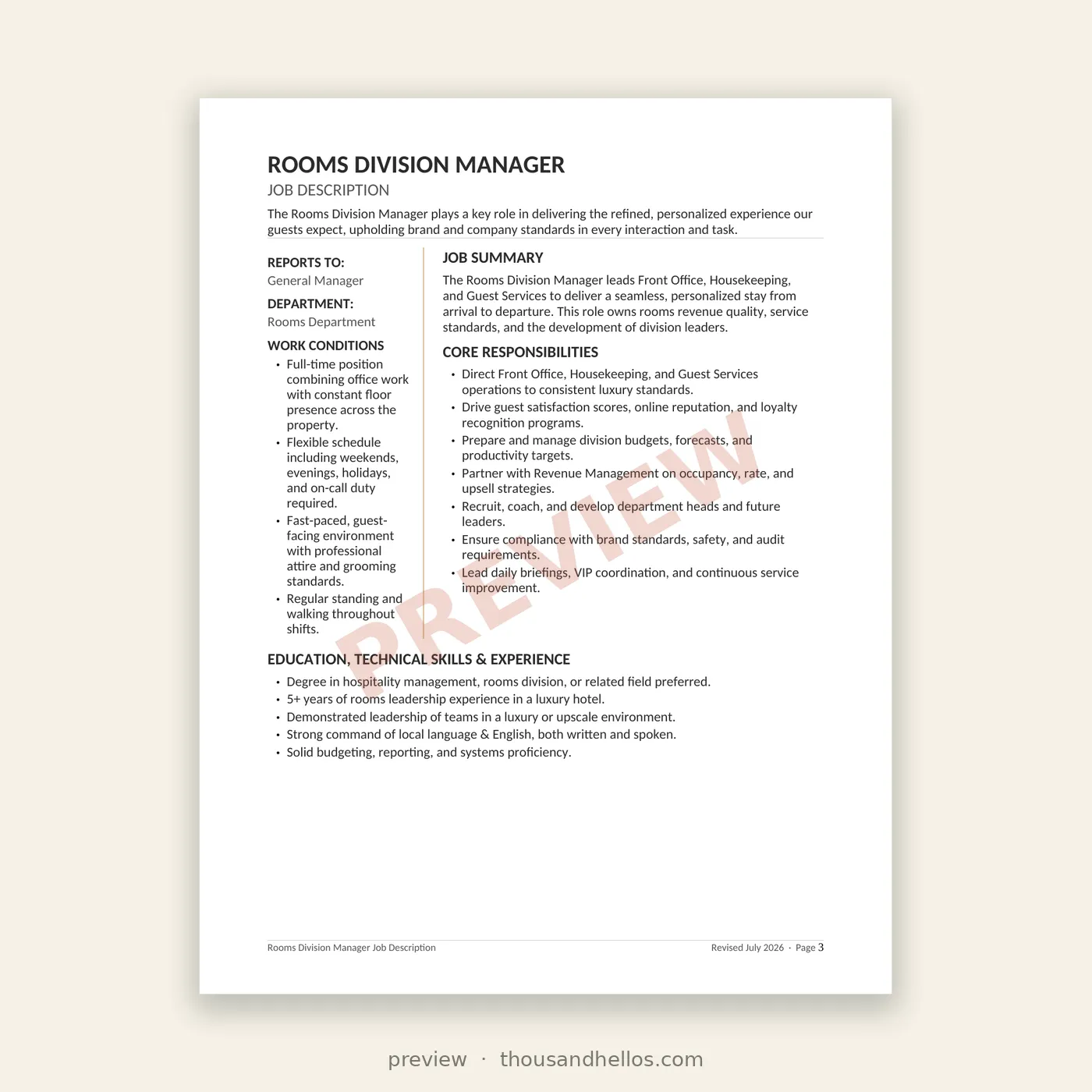 Hello Toolkit: Rooms division job descriptions - Image 3