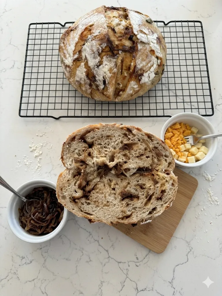 Caramelized Onion and Cheese Sourdough