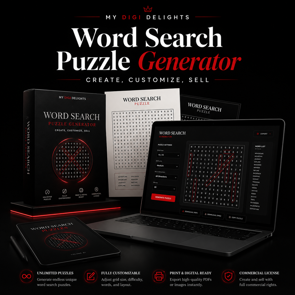 Word Search Puzzle Generator product mockup