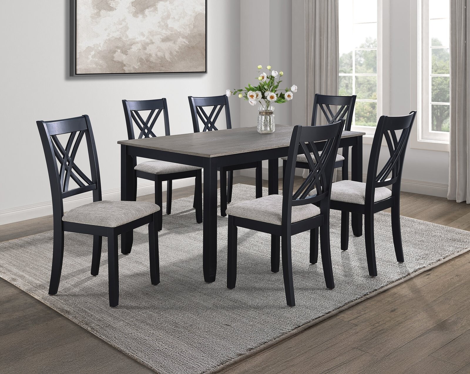 ELOISE 7-PK DINETTE SET LIGHT GREY