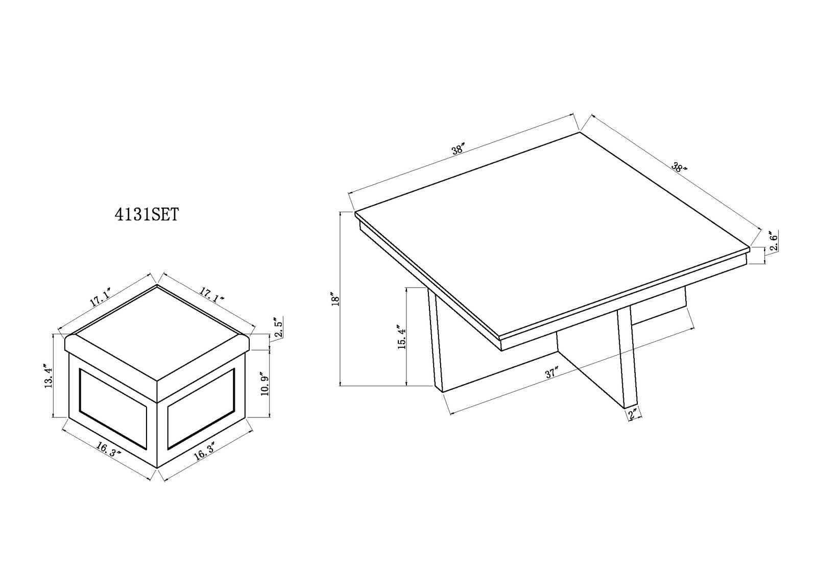 MARTA COF TBL W/4 STORAGE OTTOMANS