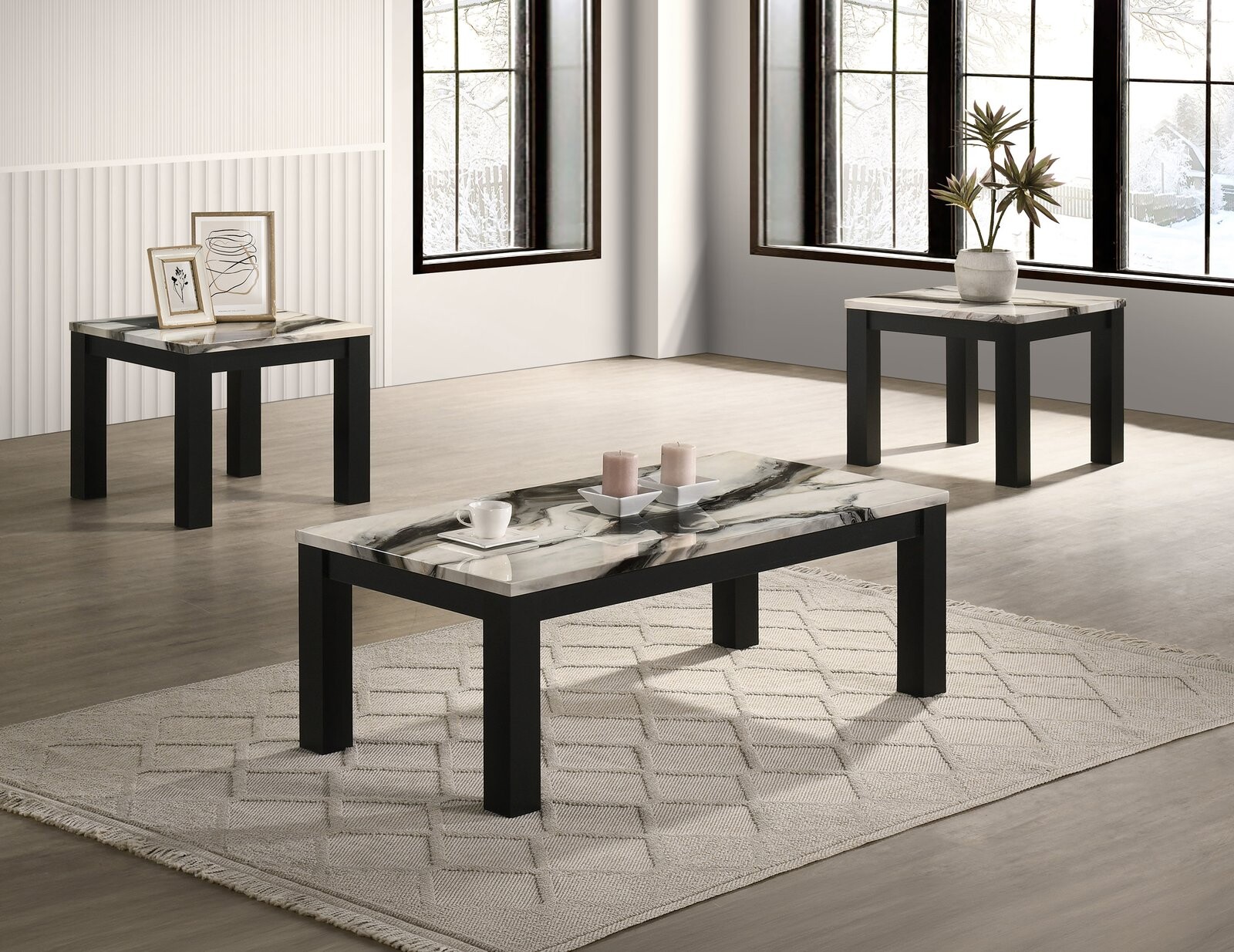 IVY 3-PK CKTL SET FAUX MARBLE BROWN