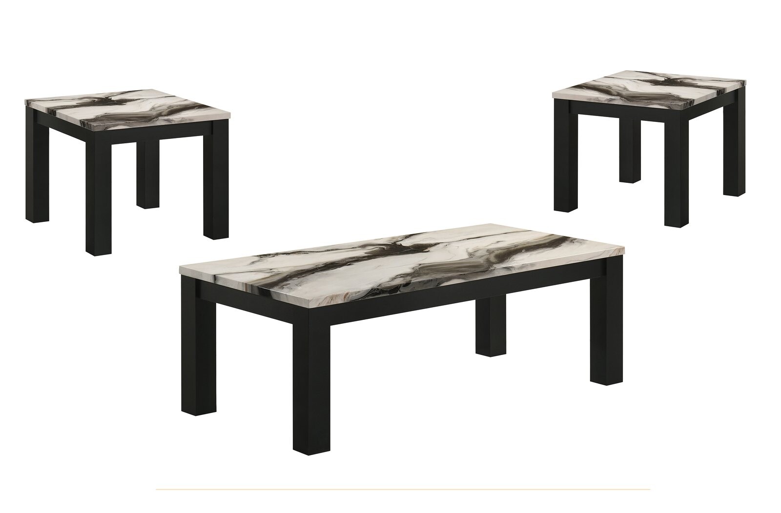 IVY 3-PK CKTL SET FAUX MARBLE BROWN