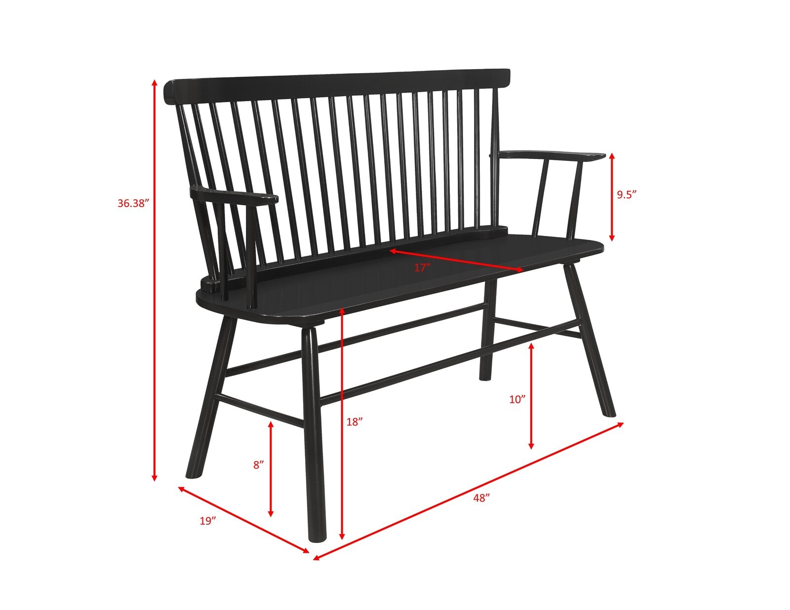 JERIMIAH SPINDLEBACK BENCH BLACK