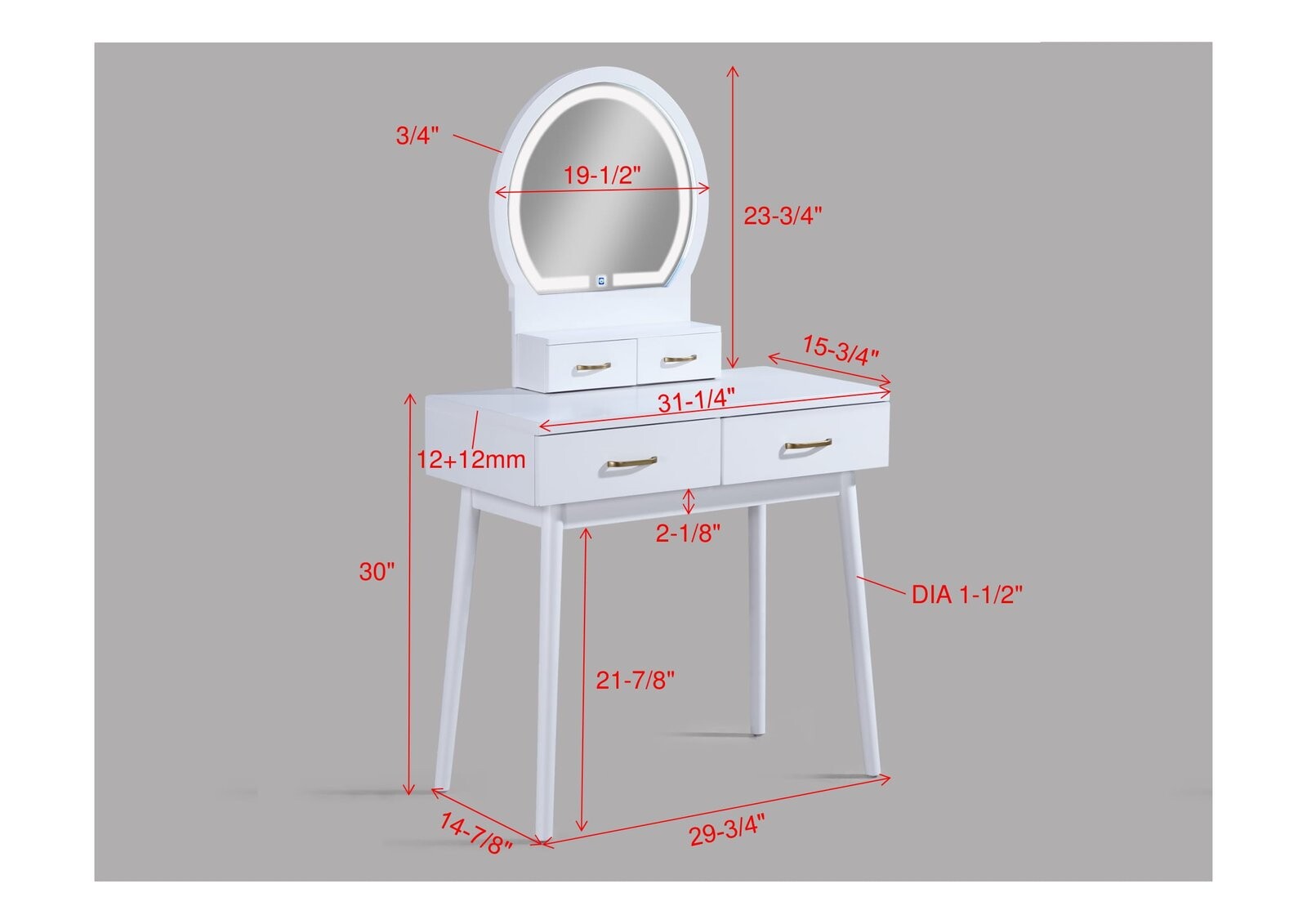 CECILIA VANITY TABLE & STOOL-WHITE