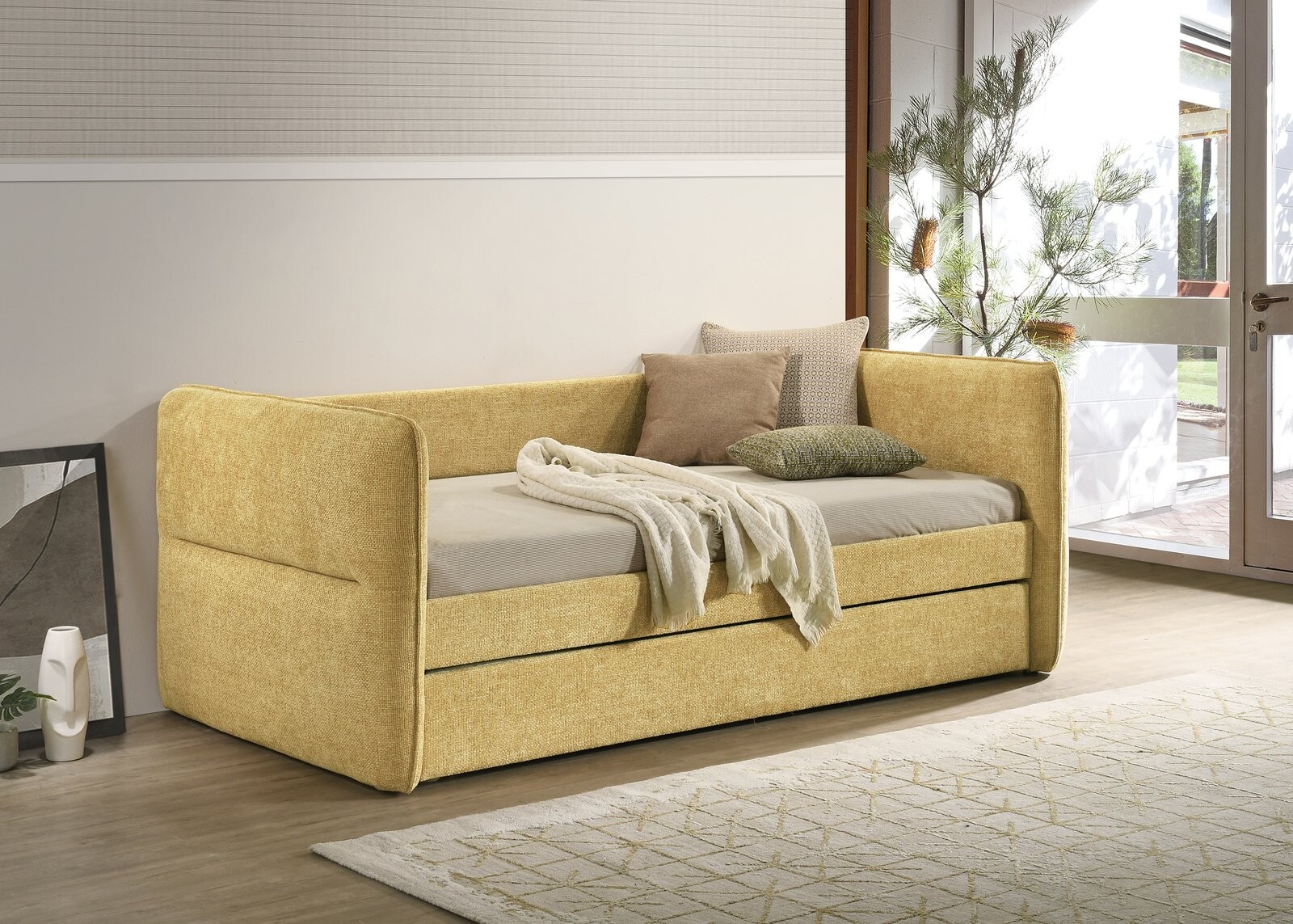 PHILIPA DAYBED BACK RAIL-GOLD TWEED