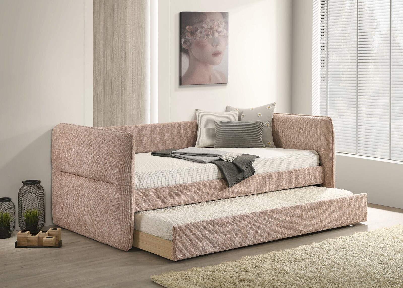 PHILIPA DAYBED ARM SLAT-MAUVE TWEED