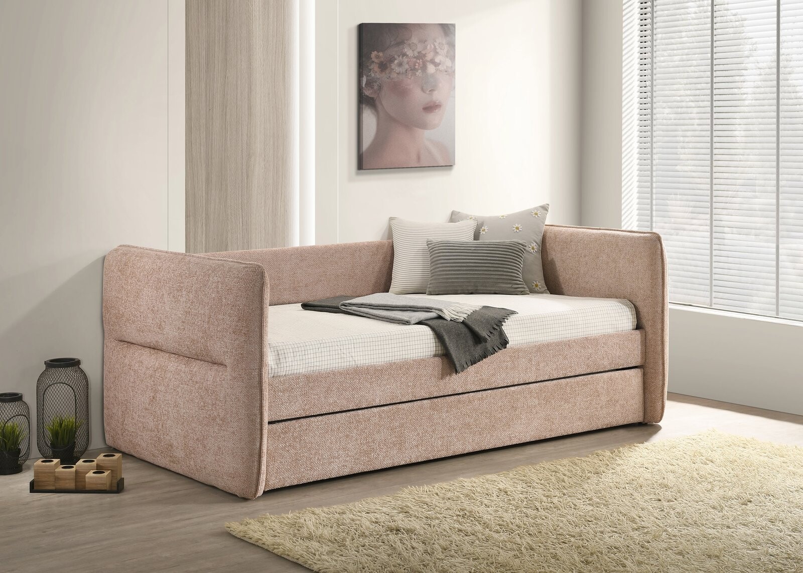 PHILIPA DAYBED BACK RAIL-MAUVE TWED