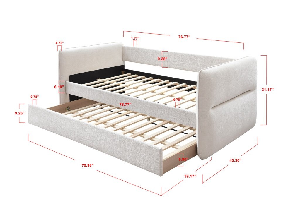 PHILIPA DAYBED ARM SLAT-OAT TWEED