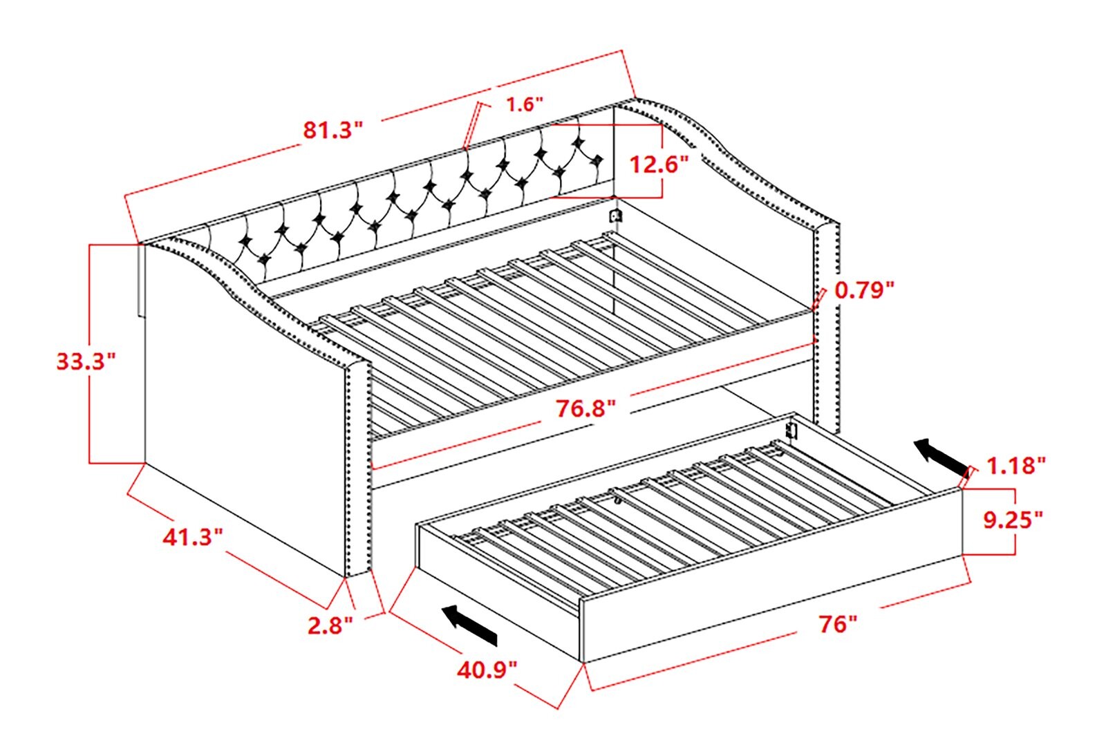 LORETTA DAYBED ARMS SLATS