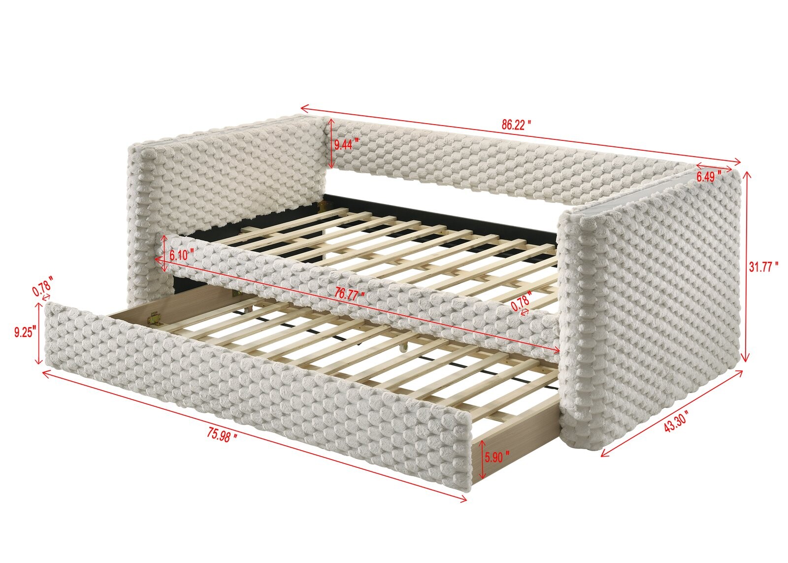 BRIELLE DAYBED ARMS SLATS-WH.DOVE