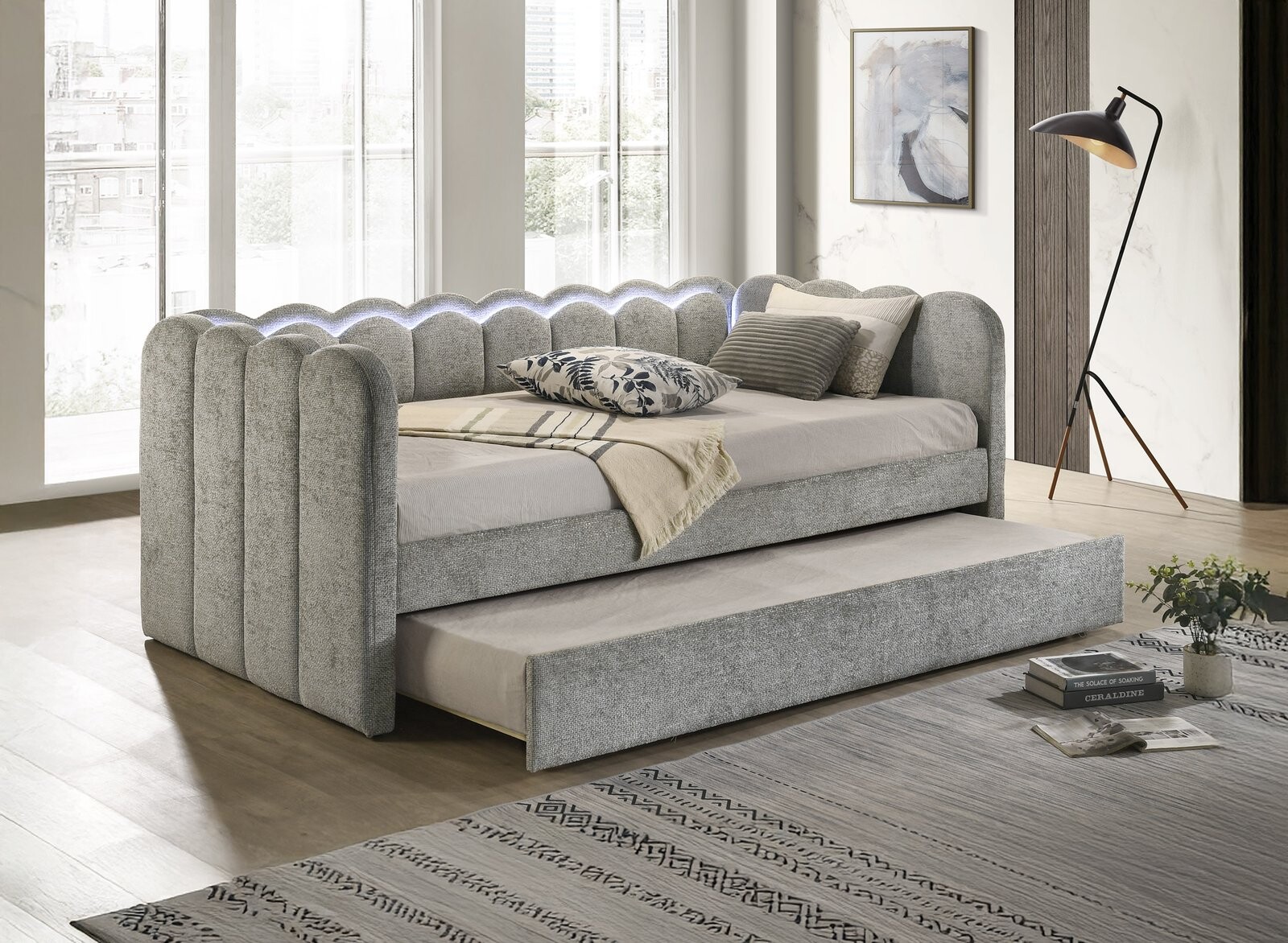 MELODY DAYBED ARMS SLATS-LIGHT GREY