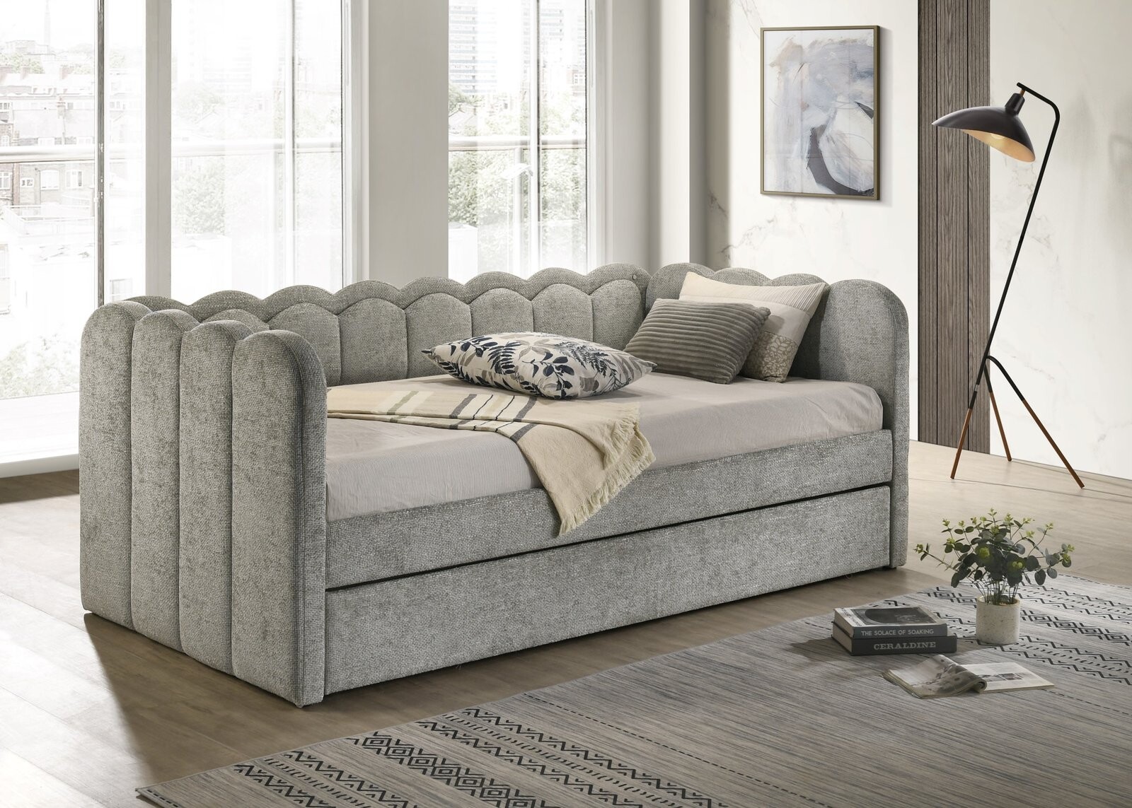 MELODY DAYBED ARMS SLATS-LIGHT GREY