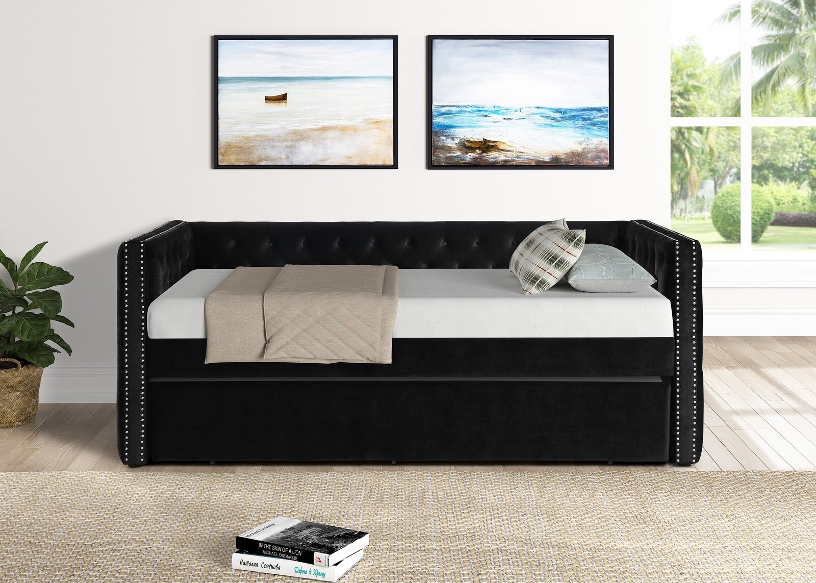 TRINA BLACK DAYBED ARM(L&R)  SLATS