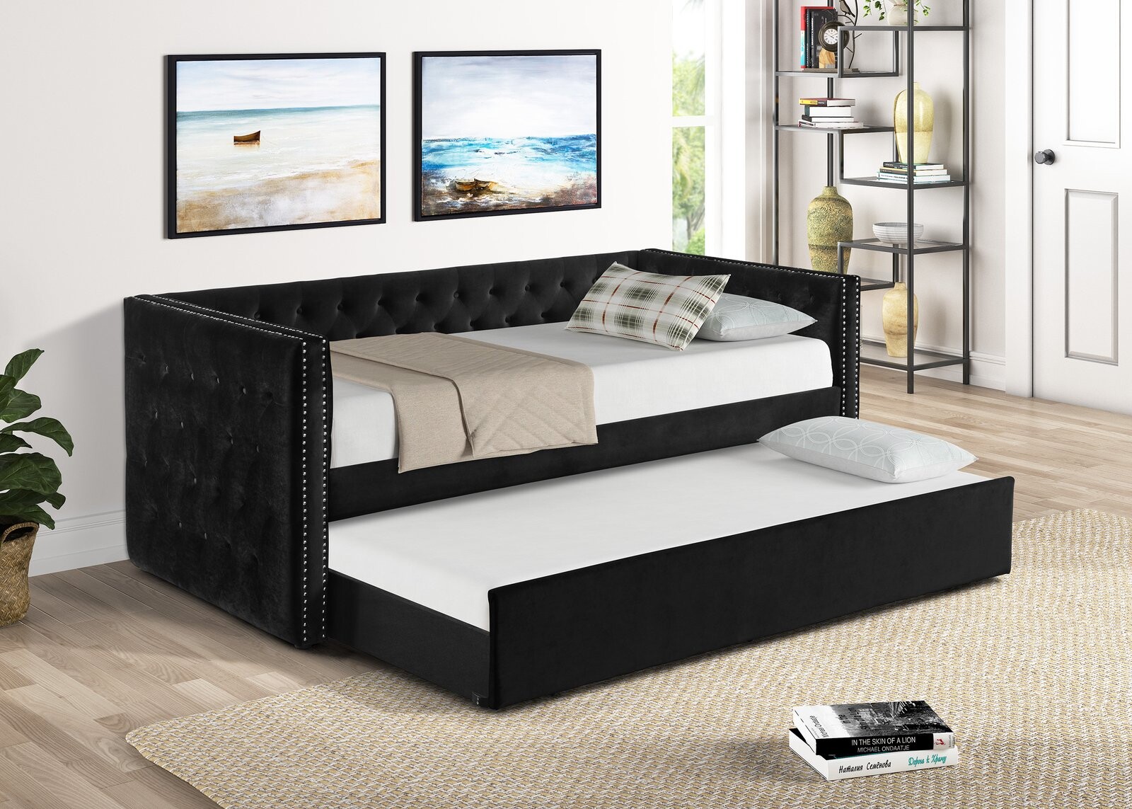 TRINA BLACK DAYBED ARM(L&R)  SLATS
