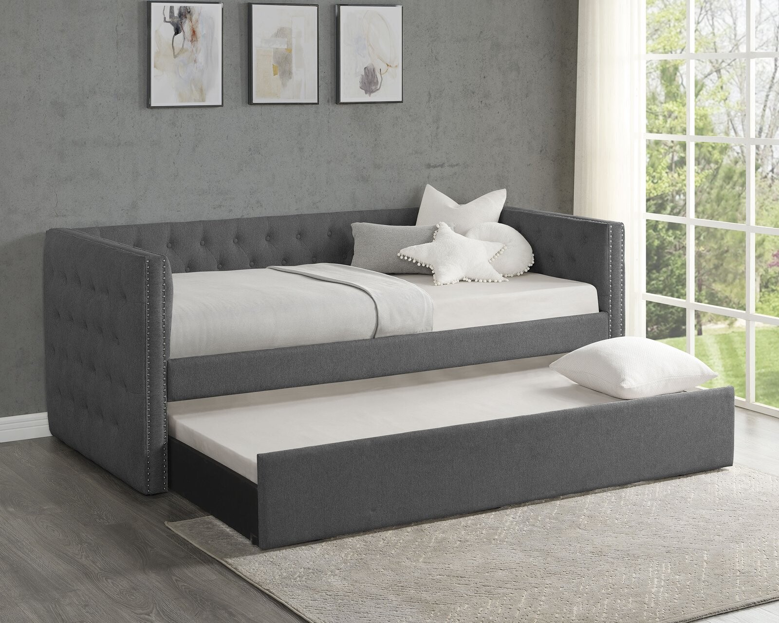 TRINA GUNMETAL GREY D/BED ARM SLAT
