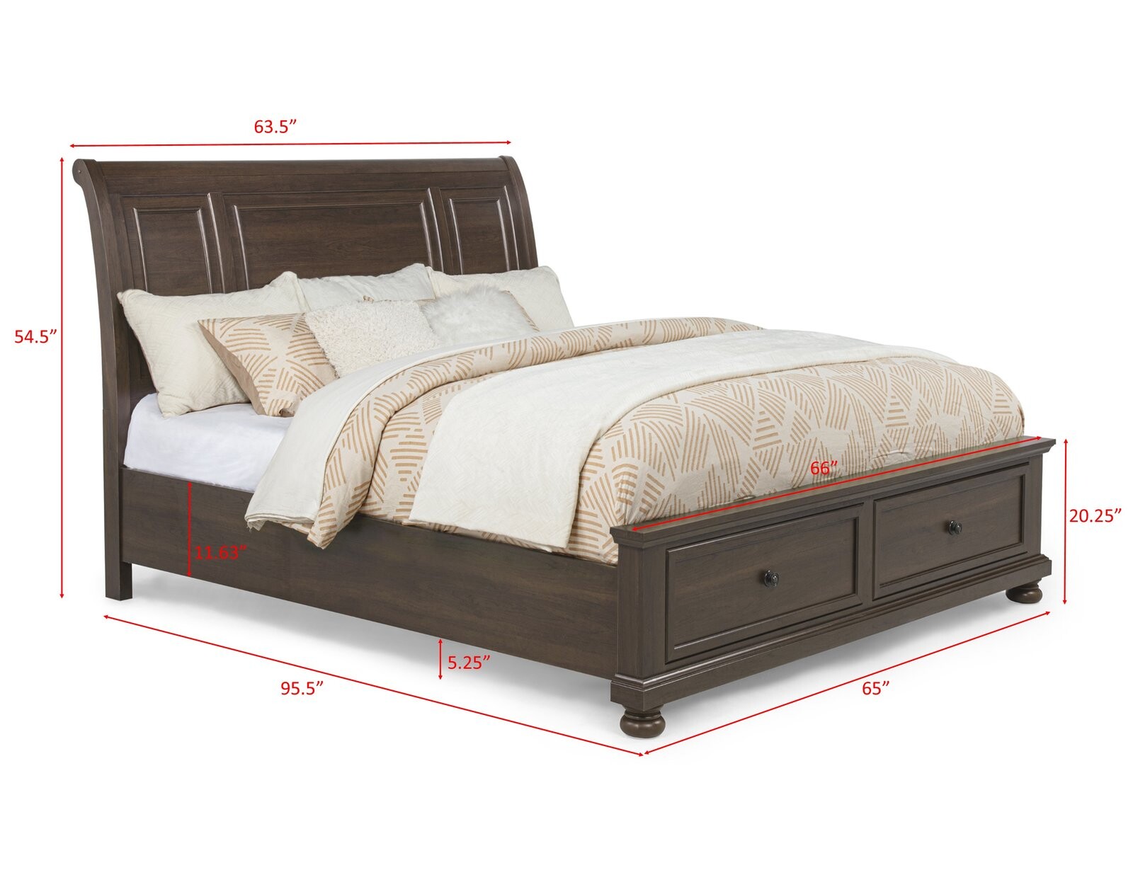 CLARIBELLE Q STORAGE BED HB-BROWN