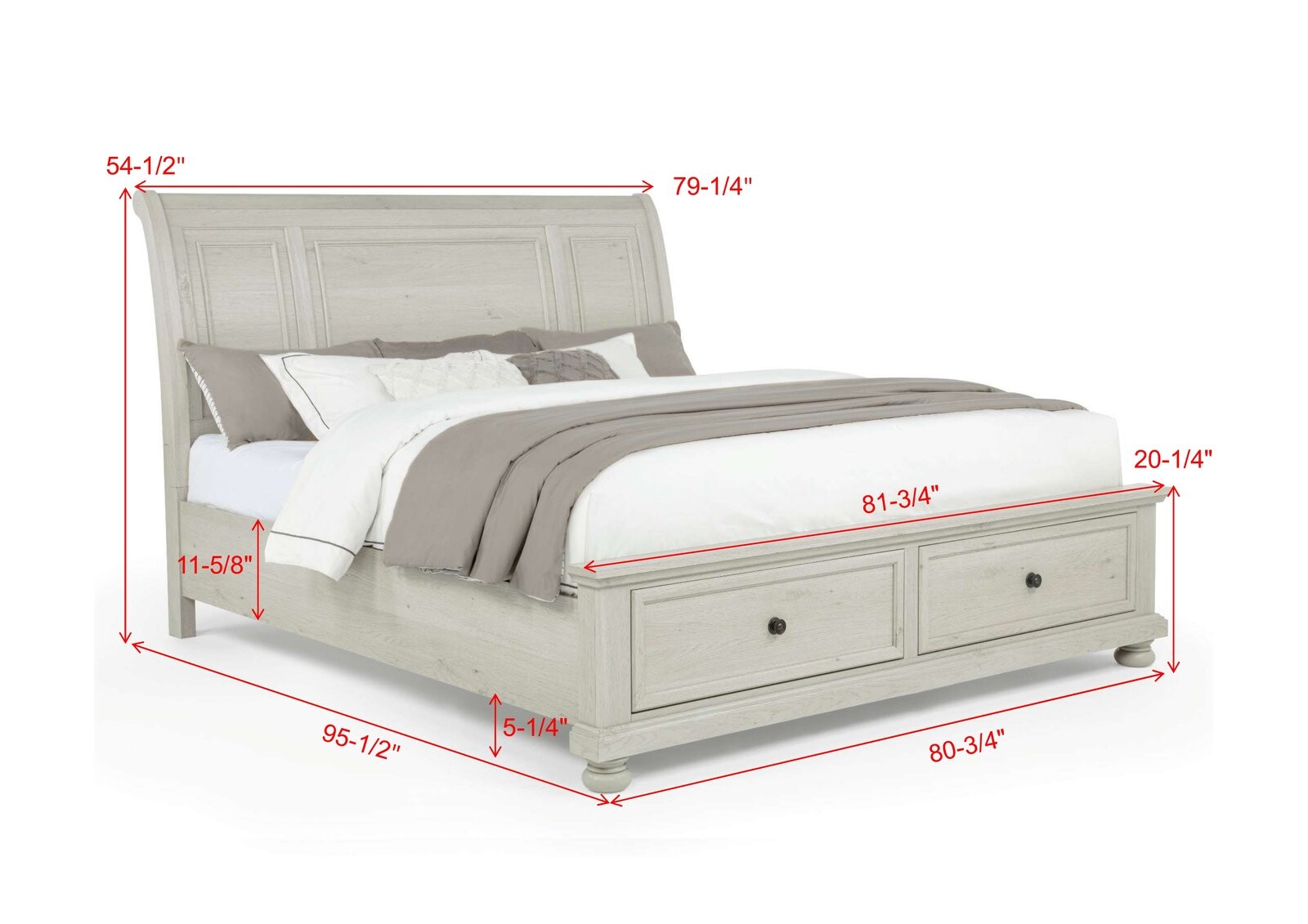 CLARIBELLE K STORAGE BED HB-WHITE