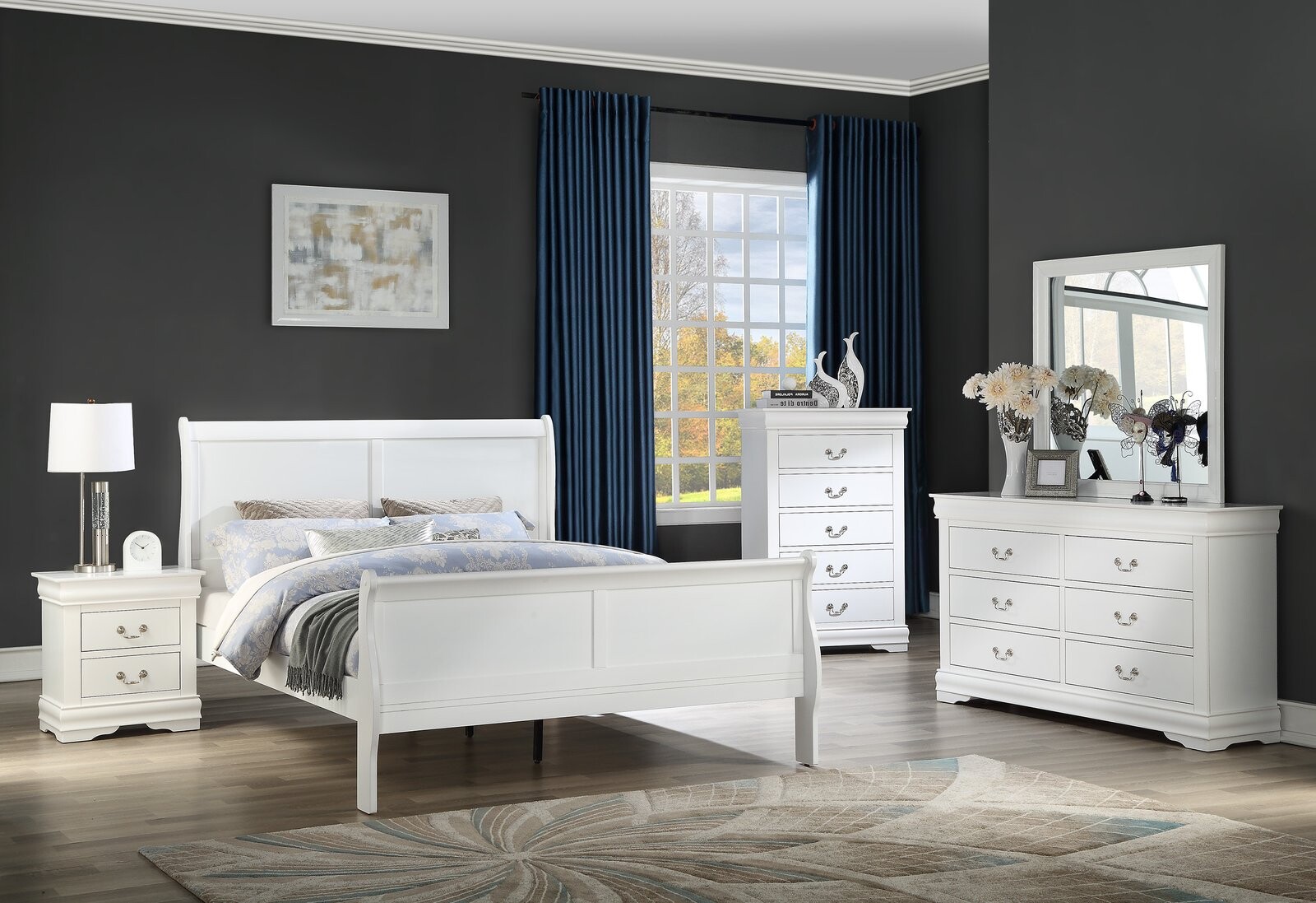 LOUIS PHILIP CAL KING RAIL WHITE