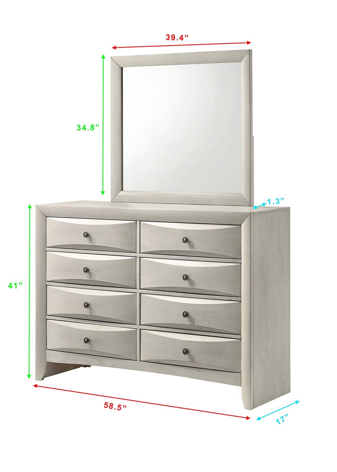 EMILY DRESSER 8 DRAWERS WHITE