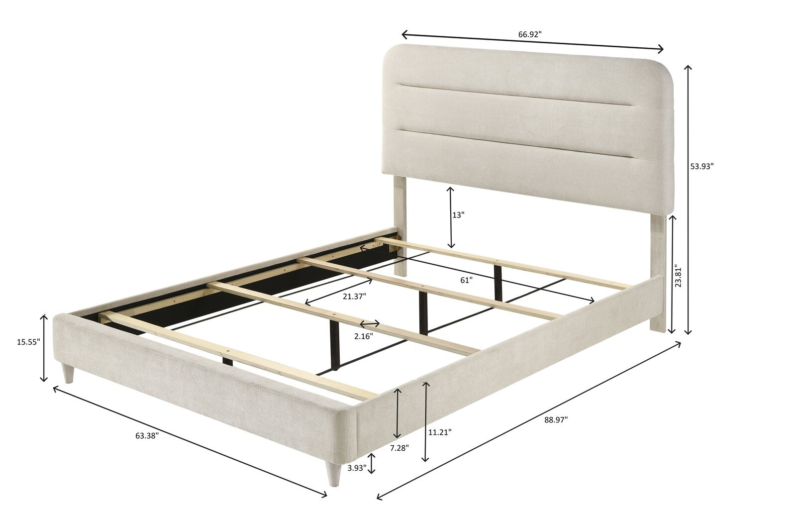 NYOMI Q.HEADBOARD/FOOTBOARD -WHITE
