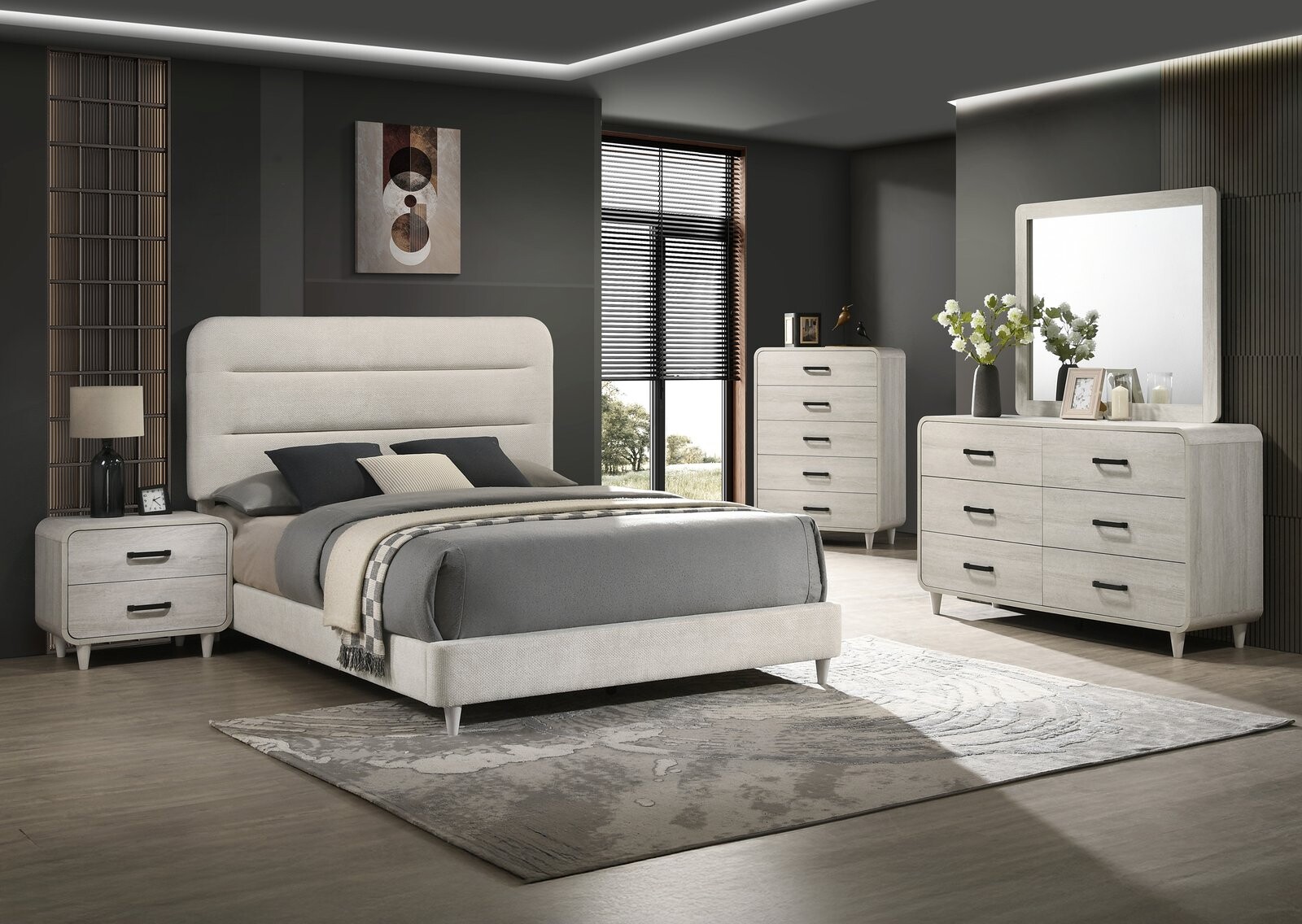 NYOMI K.HEADBOARD/FOOTBOARD -WHITE