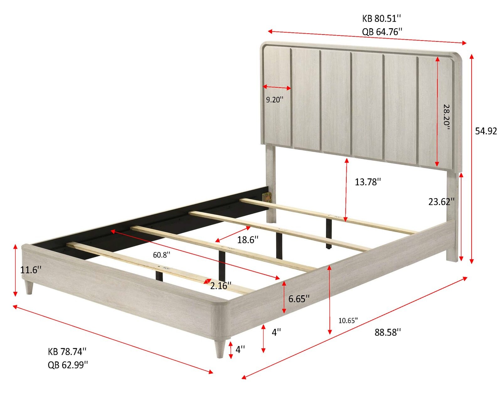 NYOMI QN PANEL HB/FOOTBOARD -WHITE