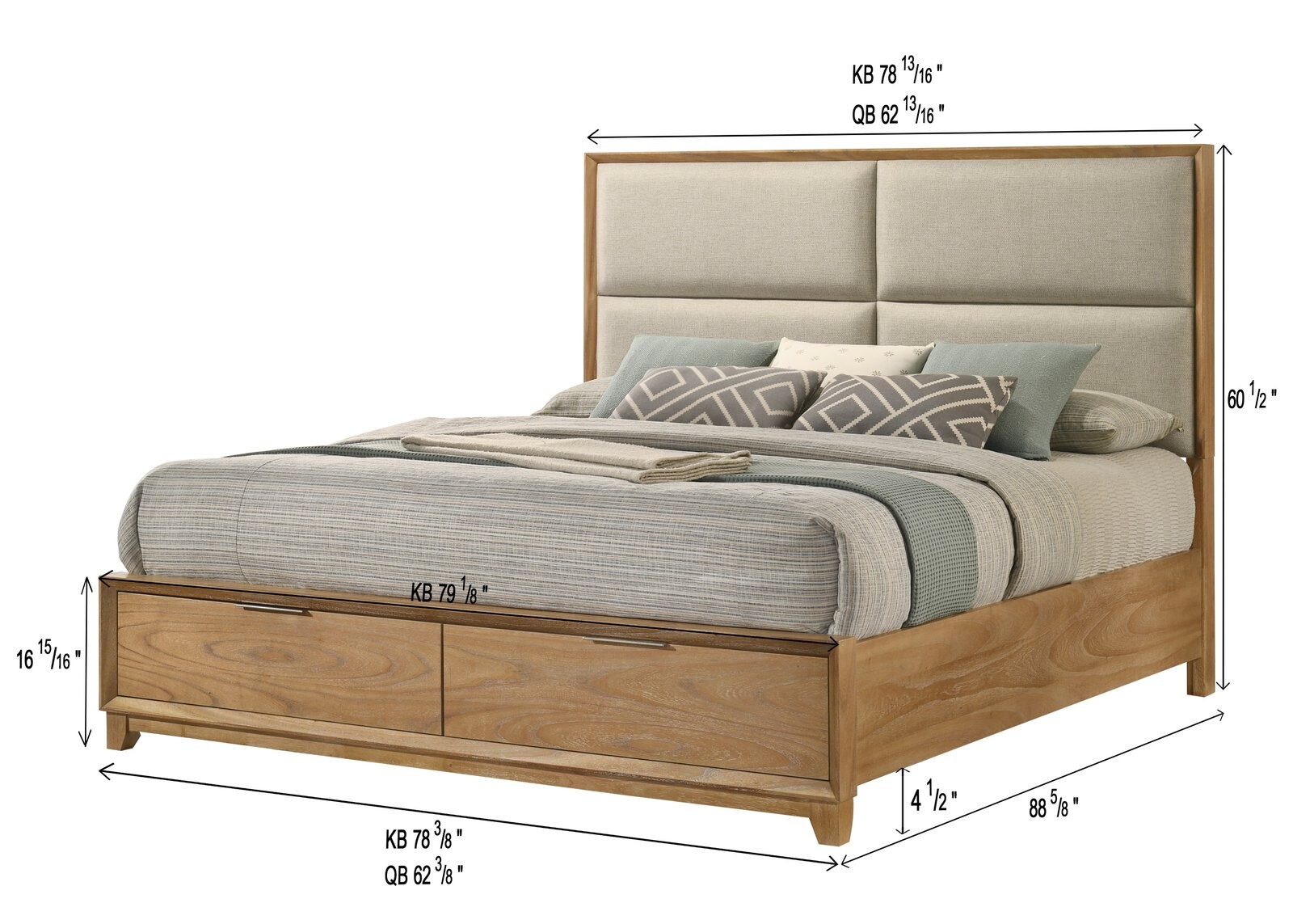 FLORIAN Q PLATFORM STORAGE BED HB