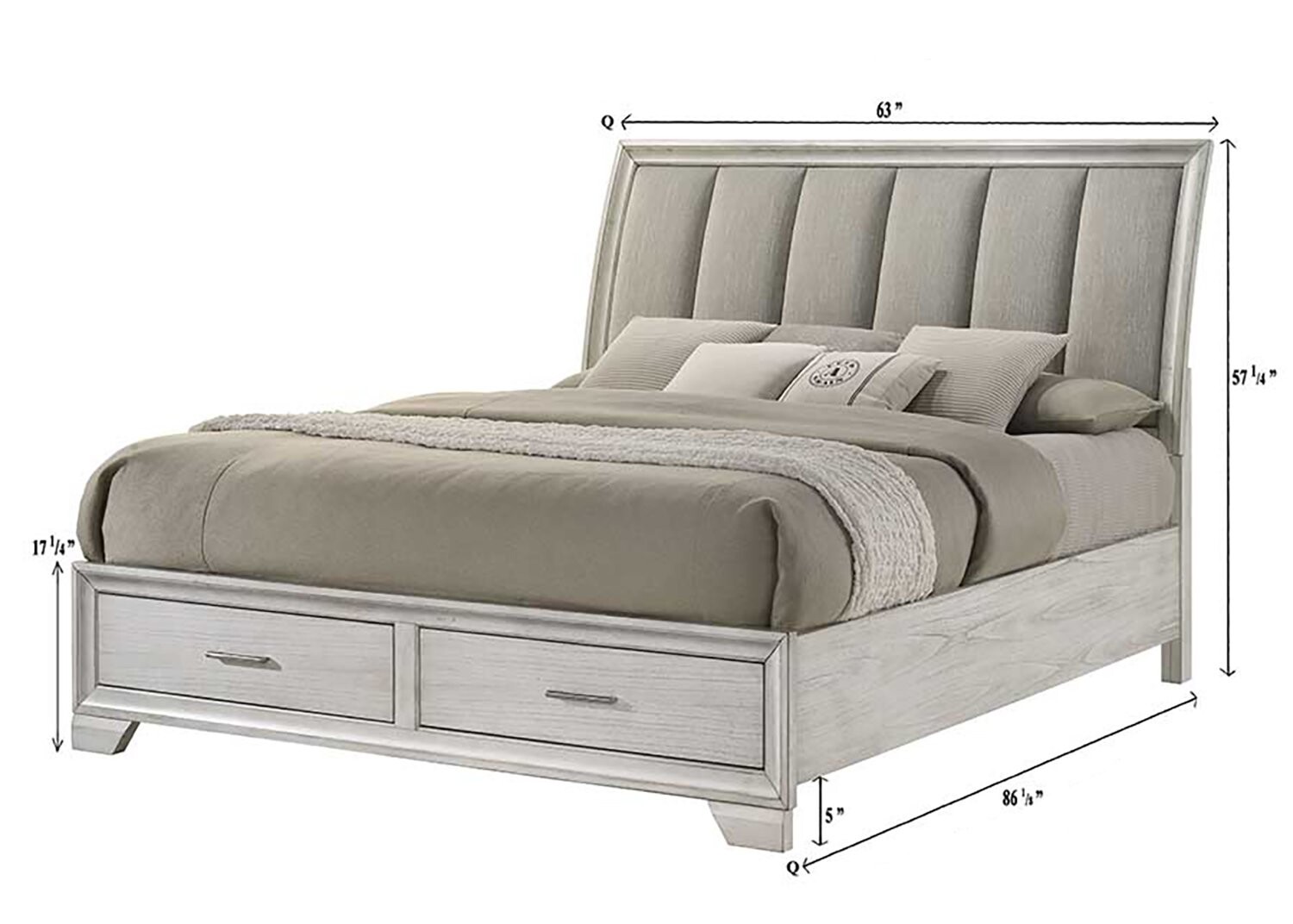 JAYMES Q STORAGE FB/DRAWER W. MIST