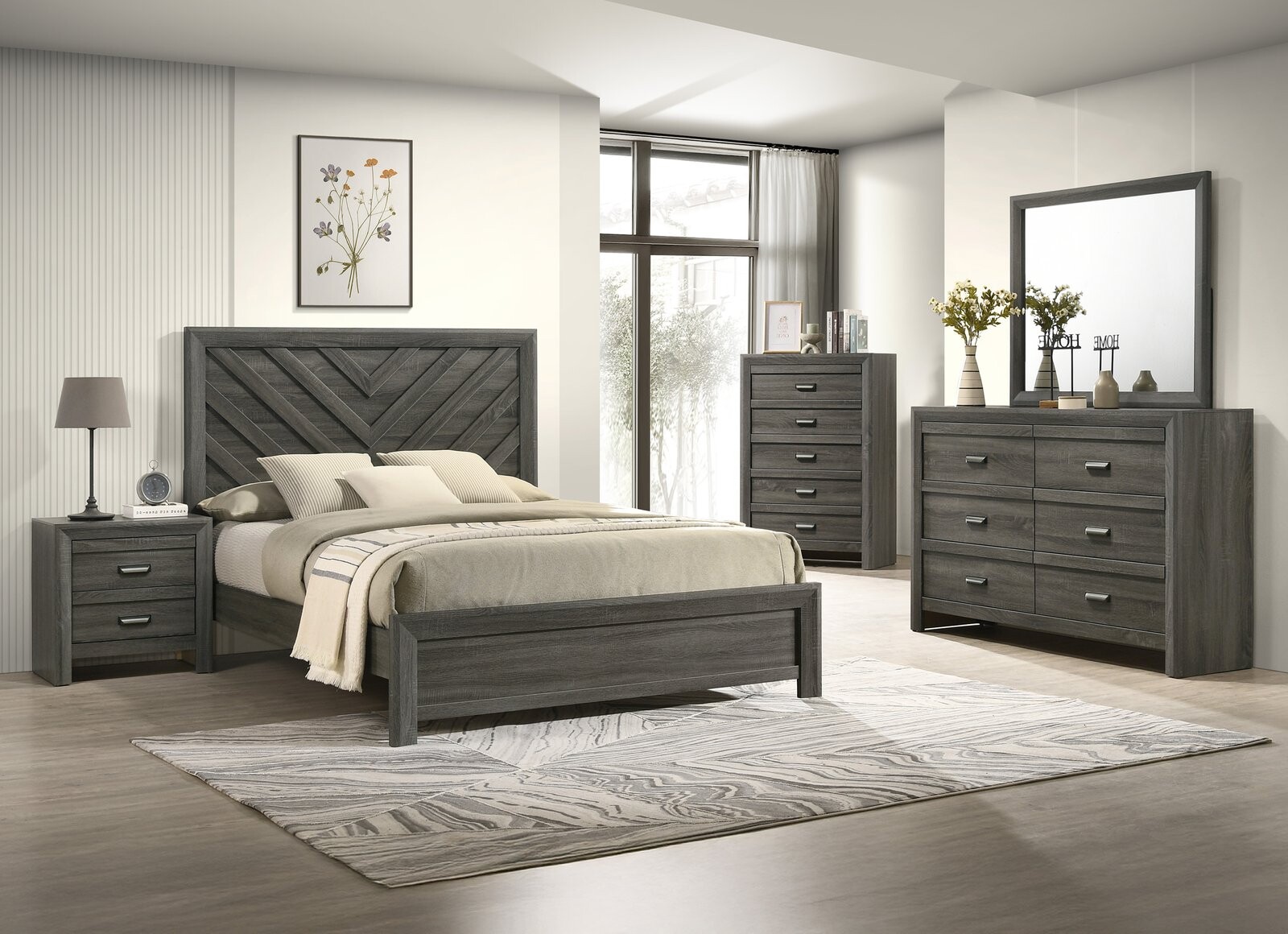 VALOR FULL HEADBOARD/FOOTBOARD-GREY