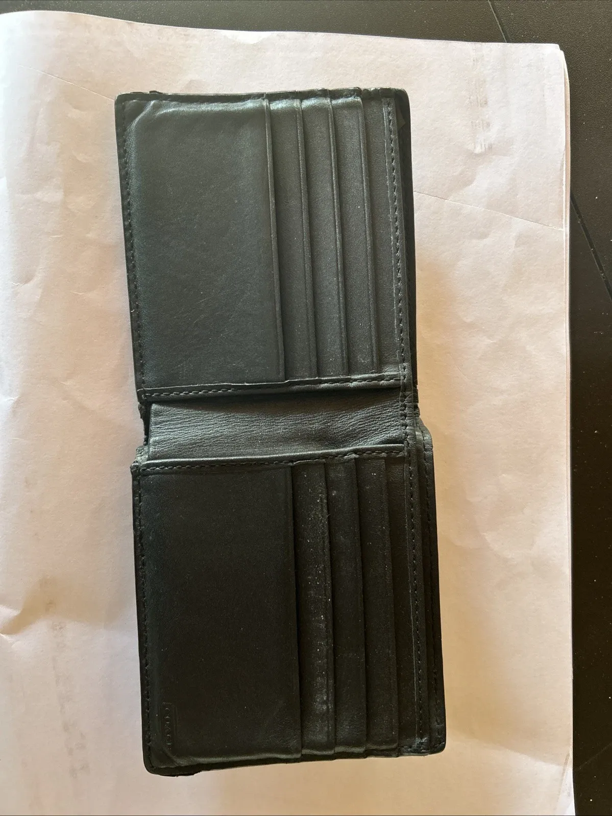 Coach Black Genuine Pebbled Leather Bifold Wallet. 8 Card Slots Lightly Used - Image 2
