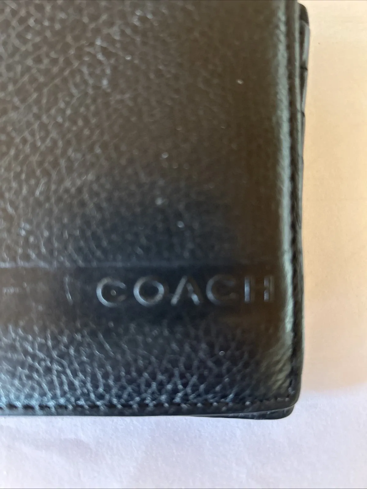 Coach Black Genuine Pebbled Leather Bifold Wallet. 8 Card Slots Lightly Used