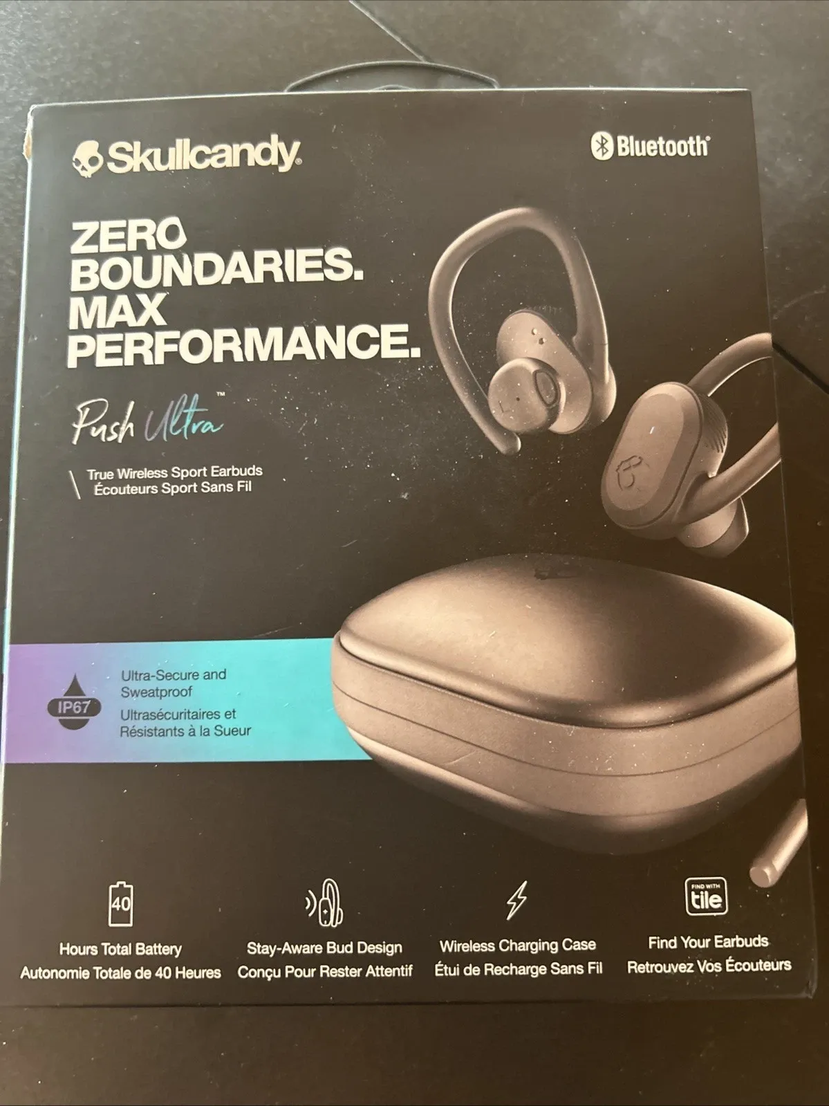 Skullcandy Zero Boundaries Wireless Sport Bluetooth Earbuds- Black Open Box