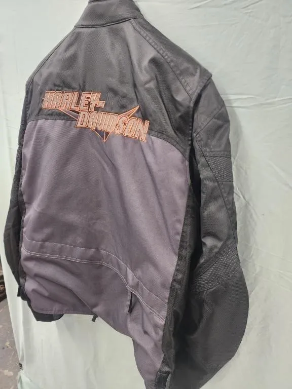 Harley Davidson Riding Jacket Two Tone Grey & Orange Reflective - Image 2