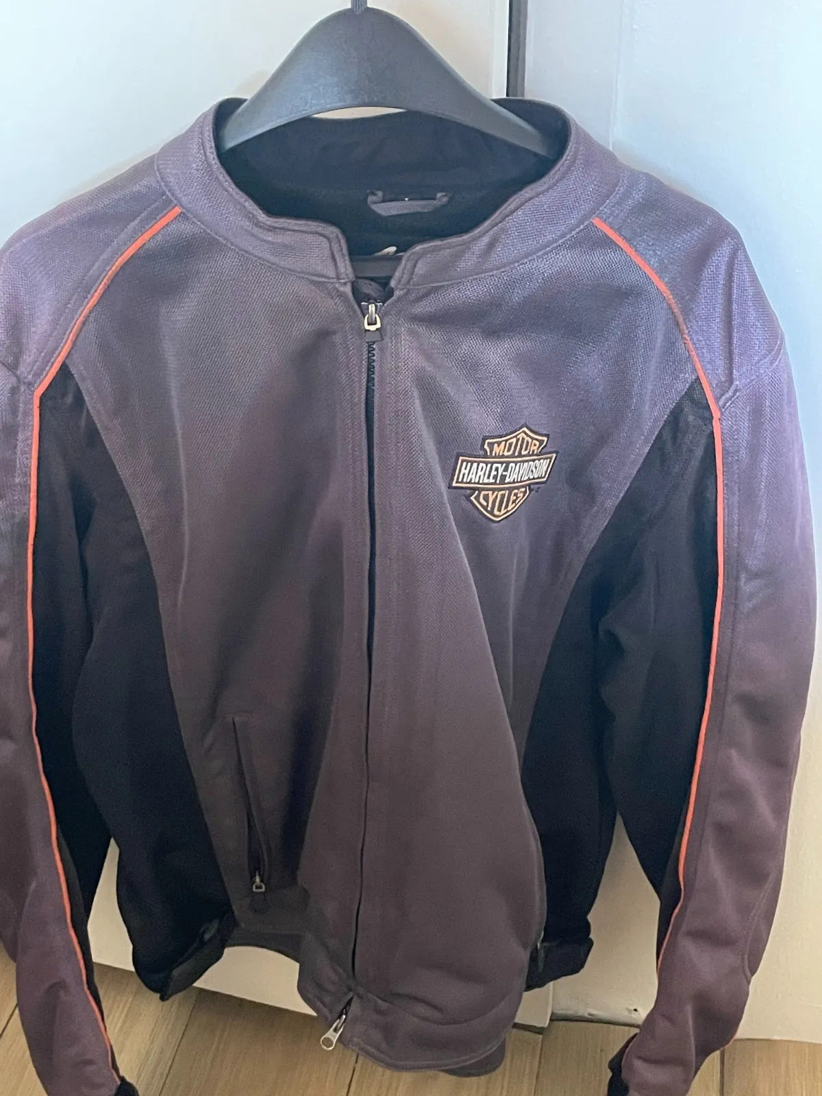 Harley Davidson Riding Jacket. Orange and Grey Size Large with Reflectors - Image 2