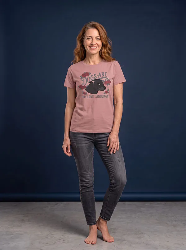 "Dogs are my love language" Women’s Cotton T-shirt - Image 2