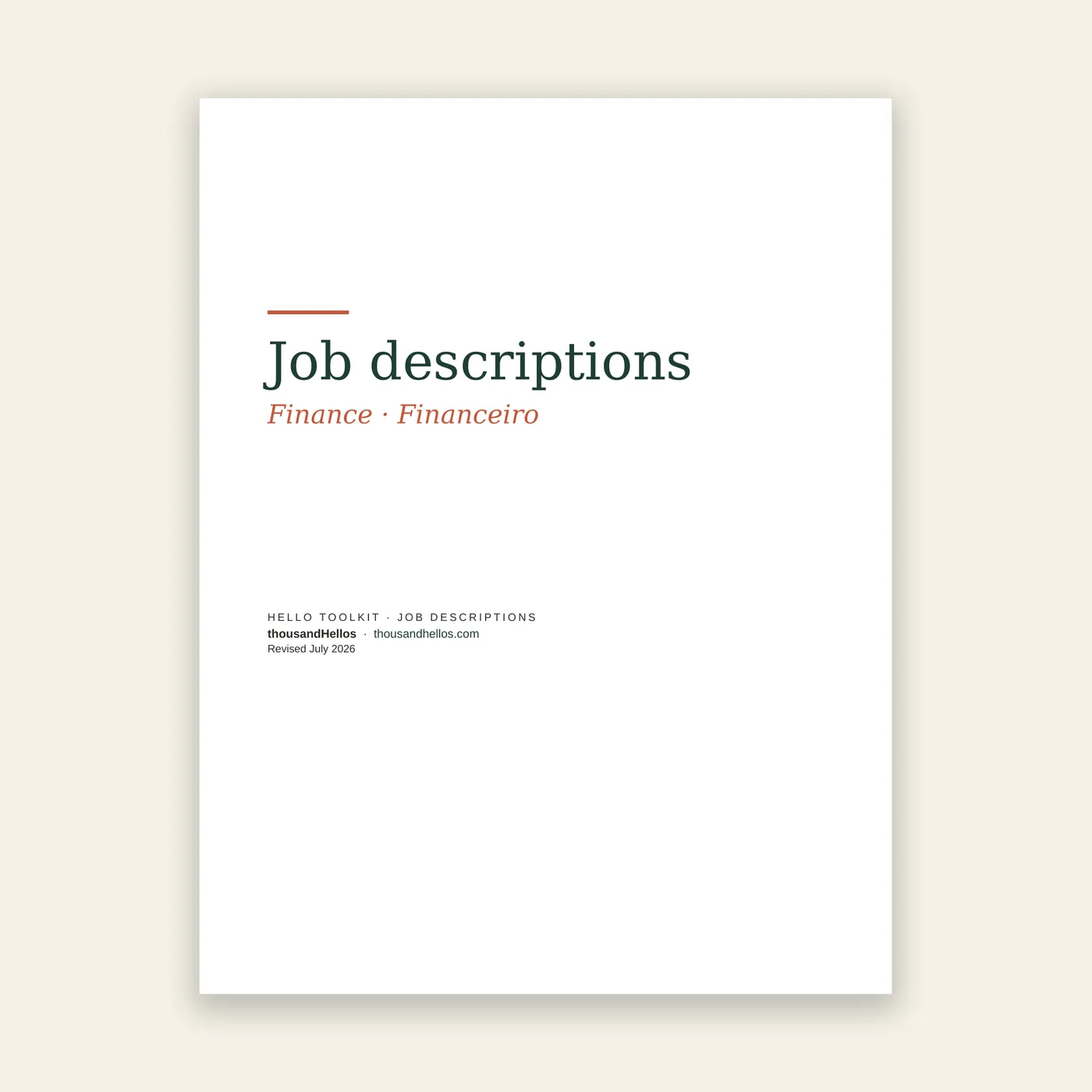 Finance job descriptions