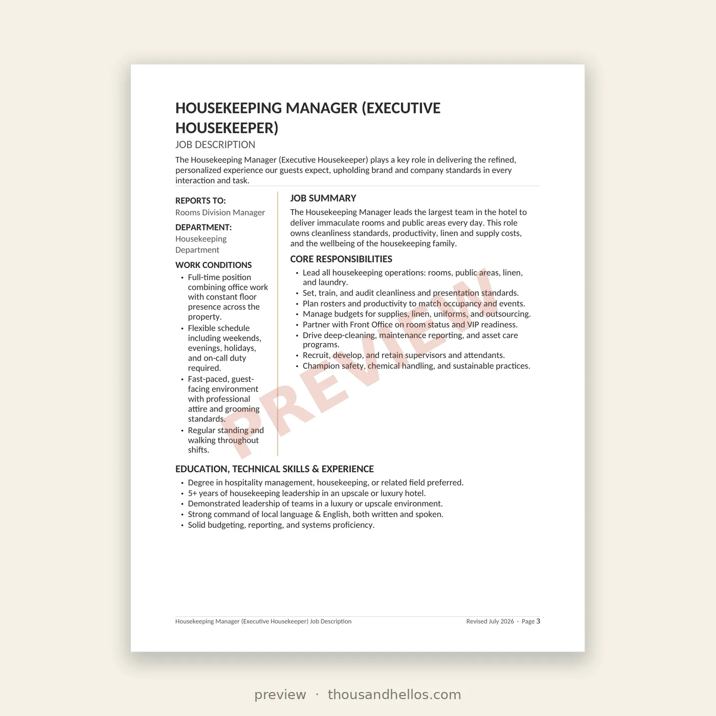 Hello Toolkit: Housekeeping job descriptions - Image 3