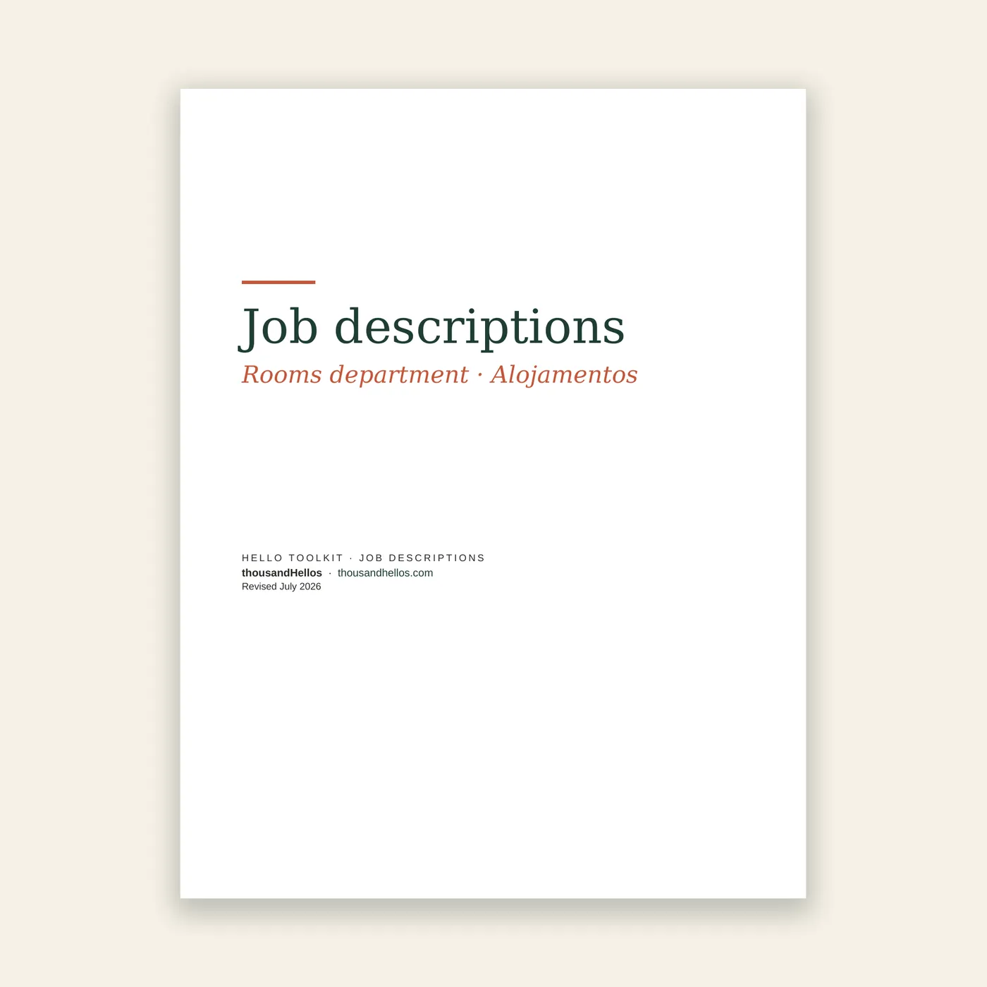 Rooms division job descriptions