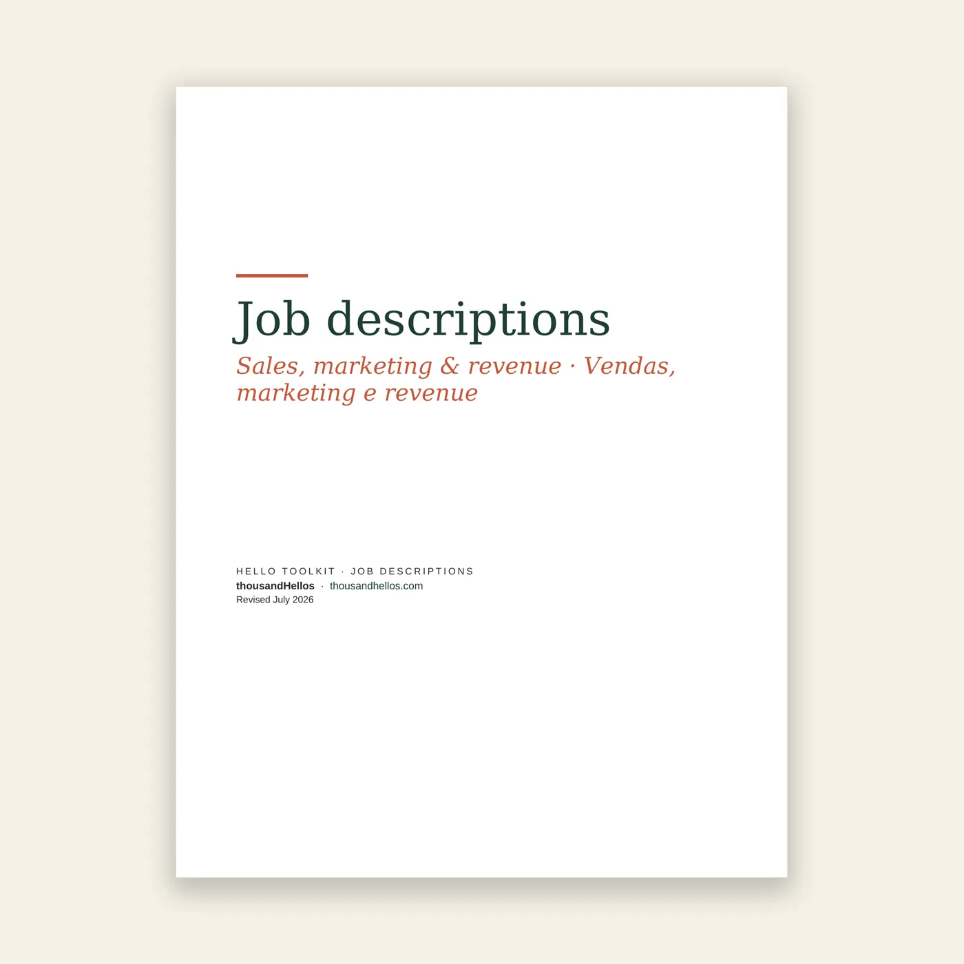 Sales, marketing and revenue job descriptions