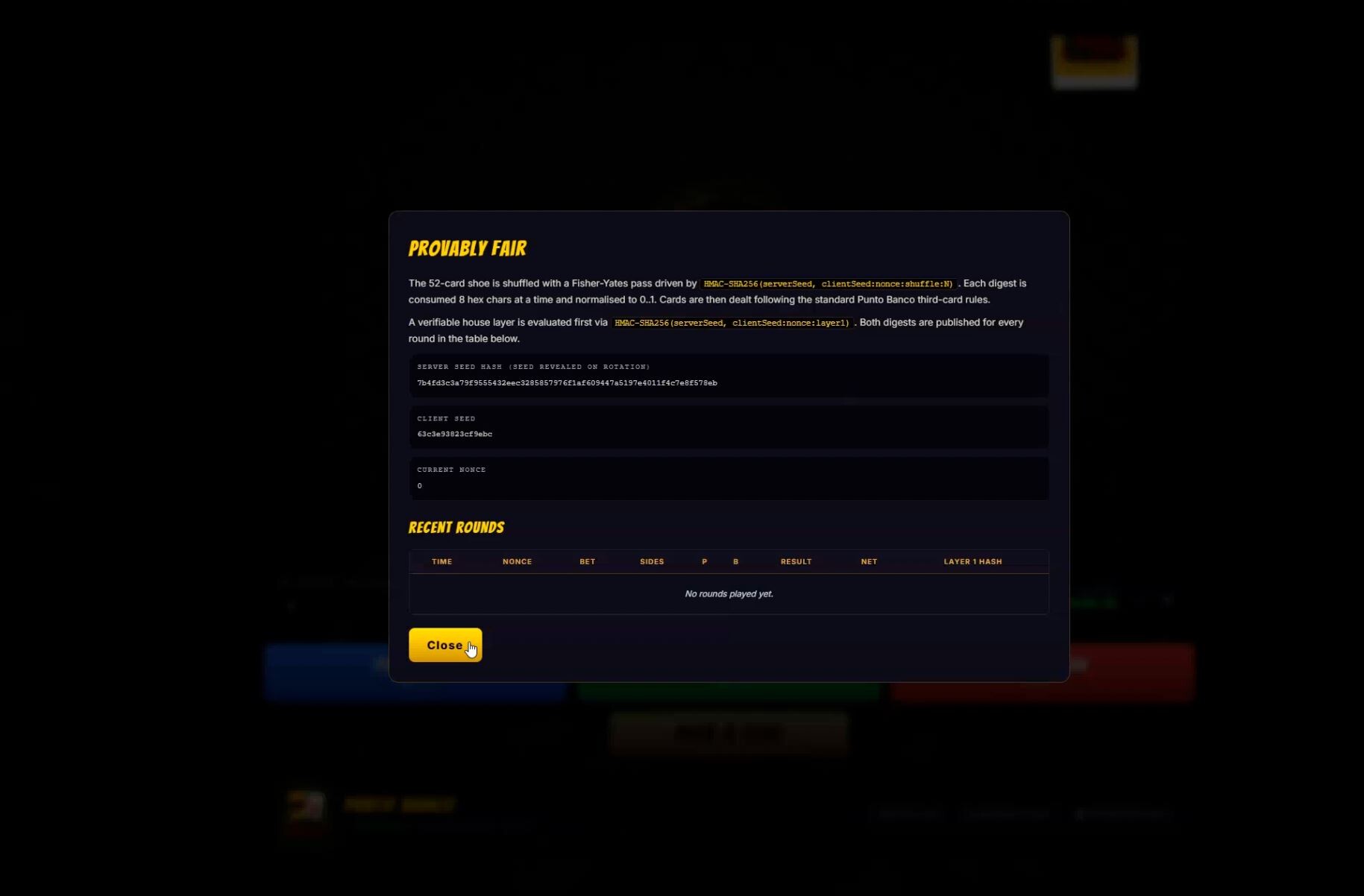 Baccarat game screenshot 1