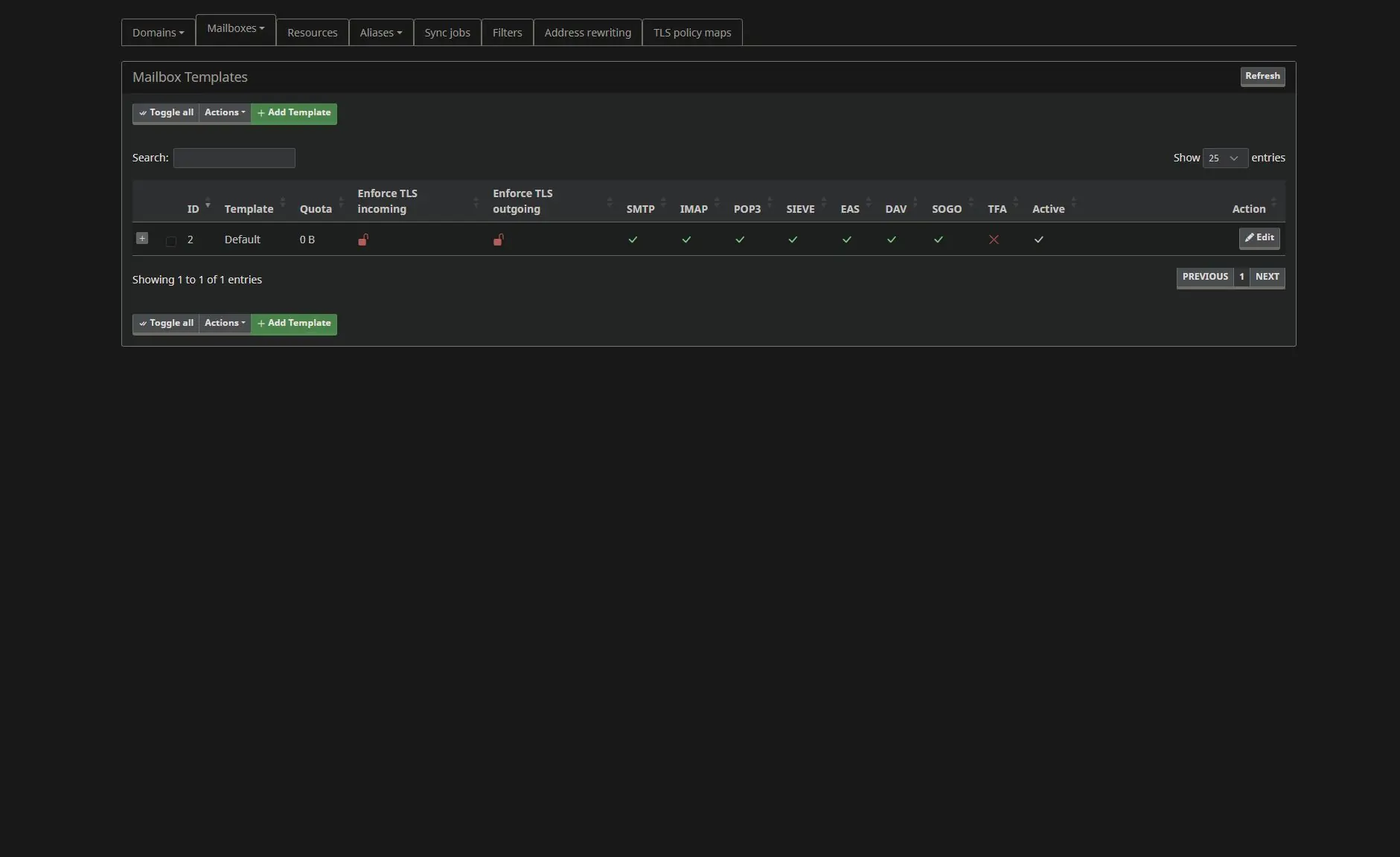 Private email system screenshot